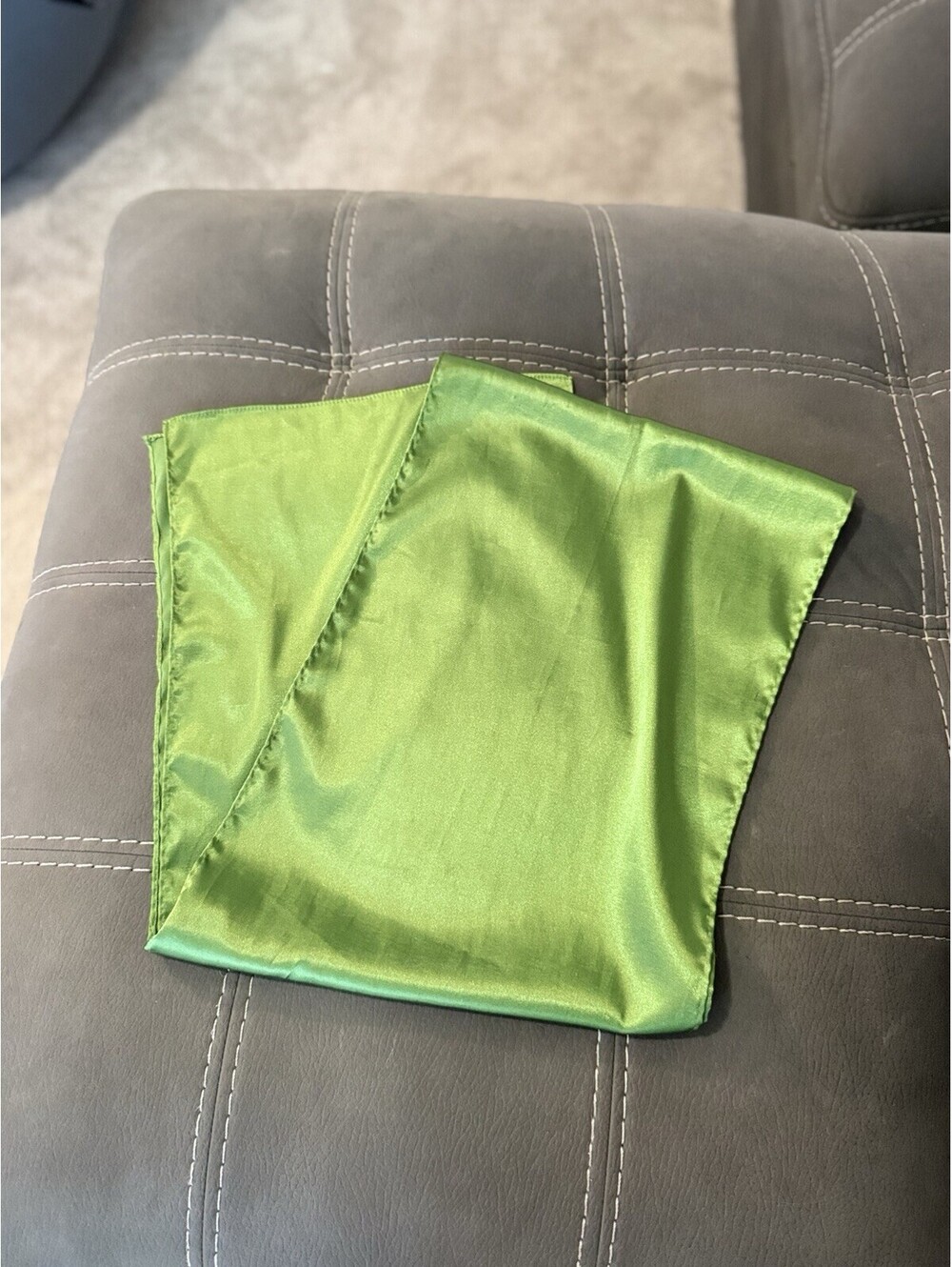 Green Satin Square Scarf 69x12 Silky